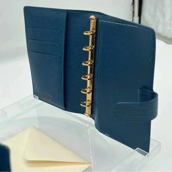 LOUIS VUITTON Accessories - Louis Vuitton Unisex Blue Elise Agenda with Credit Card Holders Clean